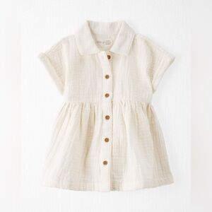 Little Planet by Carter's Organic Baby Girls Gauze Ivory Dress 3T